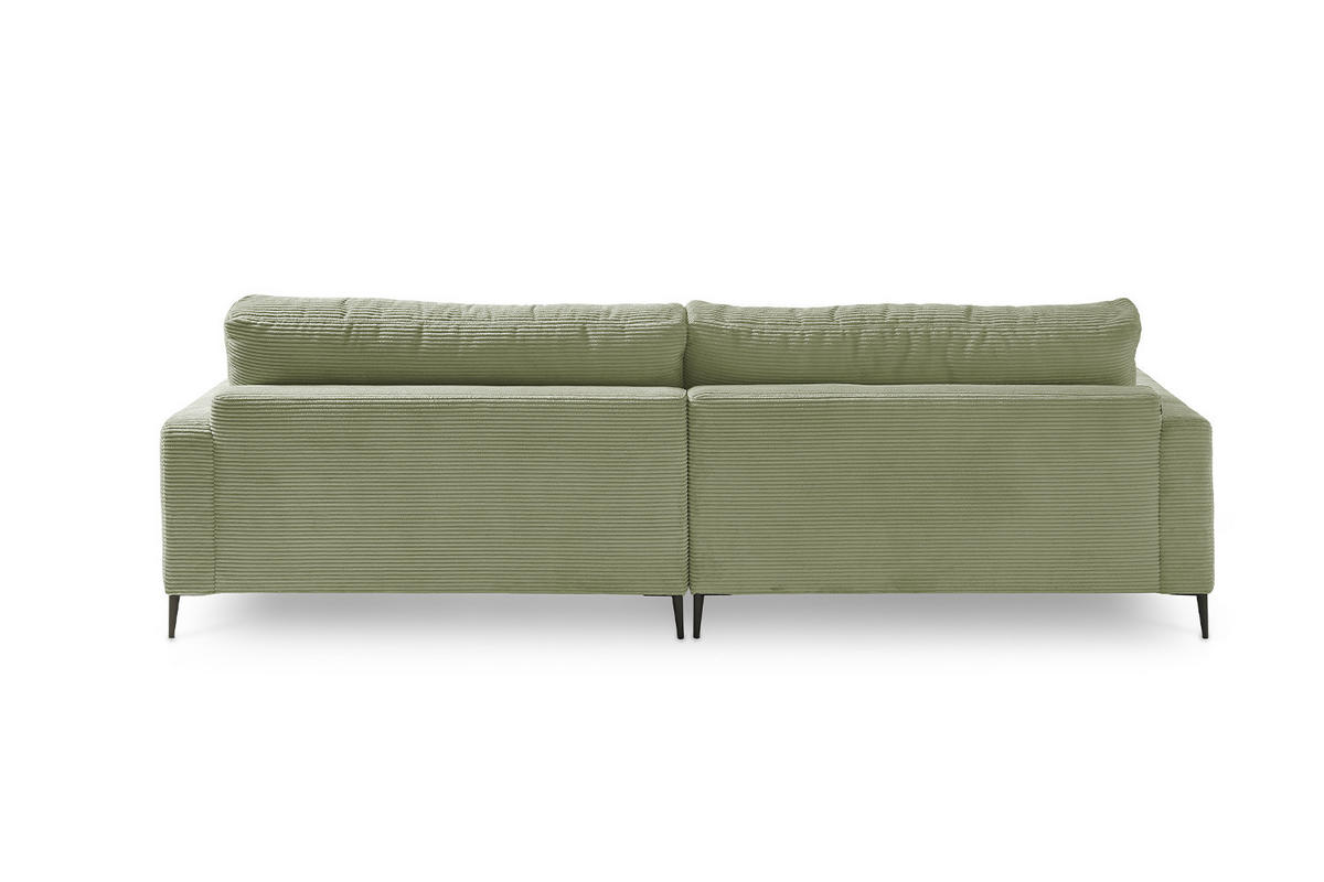 ECKSOFA CARA Grün Cord - Schwarz/Grün, Textil/Metall (272/190cm) - KAWOLA