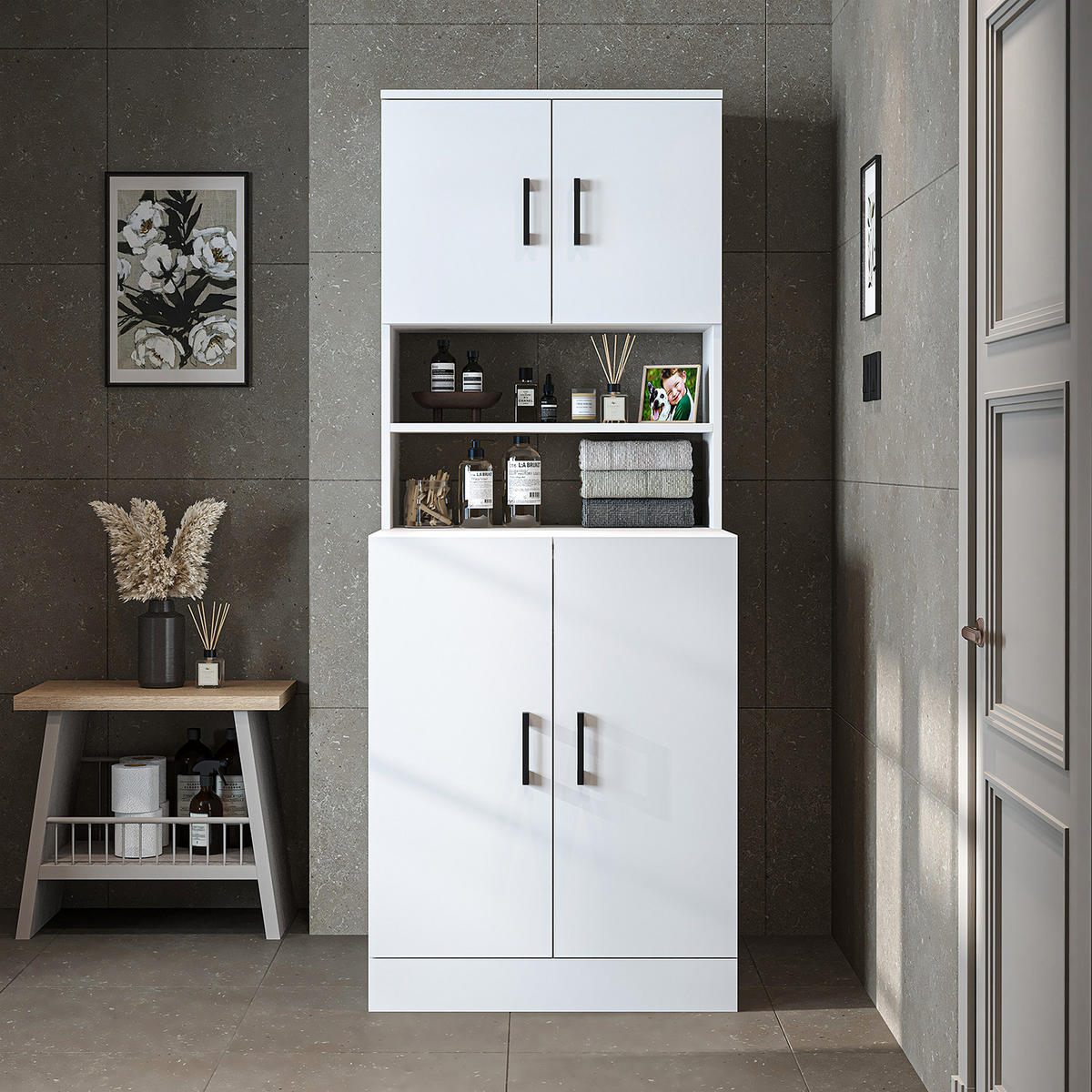 WASCHMASCHINENSCHRANK Atlantic I 70cm Breit, 180cm Hoch - Weiß, Holzwerkstoff (70/180/69cm)