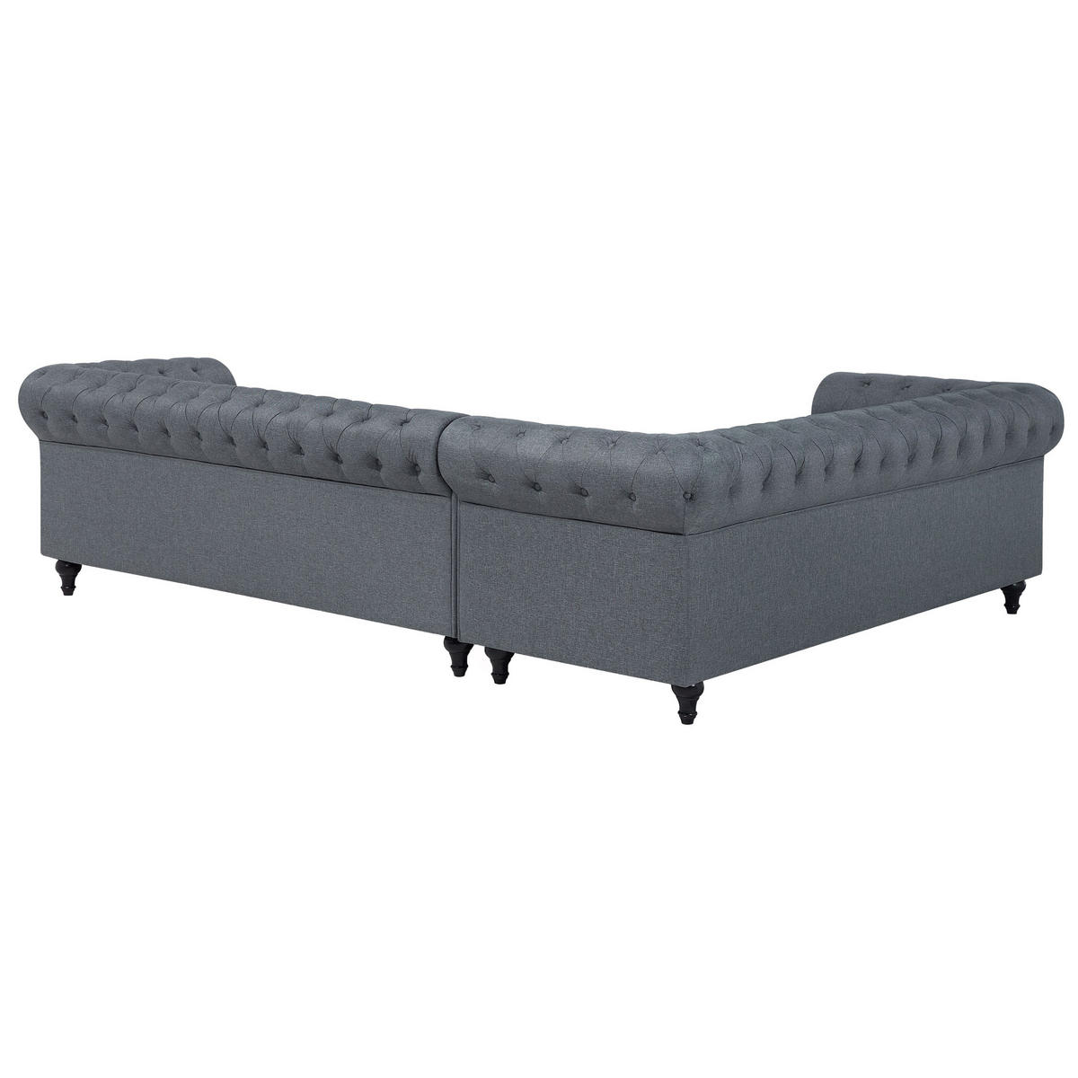 ECKSOFA Polsterbezug Schwarz linksseitig Chesterfield - Grau, Textil (280/85cm) - Beliani