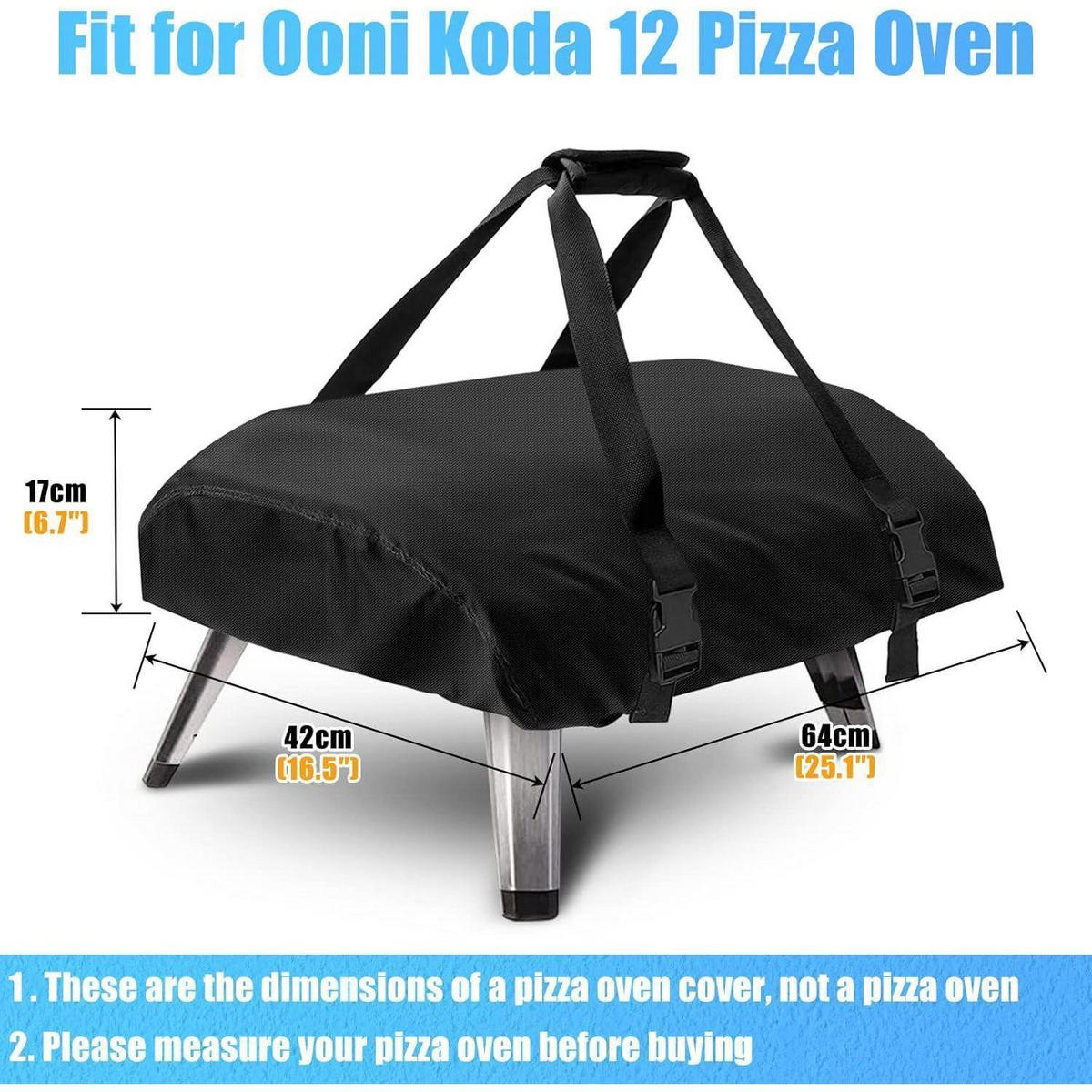ABDECKUNG für Pizzaofen 64 x 41 x 17 cm Oxford 600D wasserdicht - Schwarz, Textil (41.9/17/64cm)