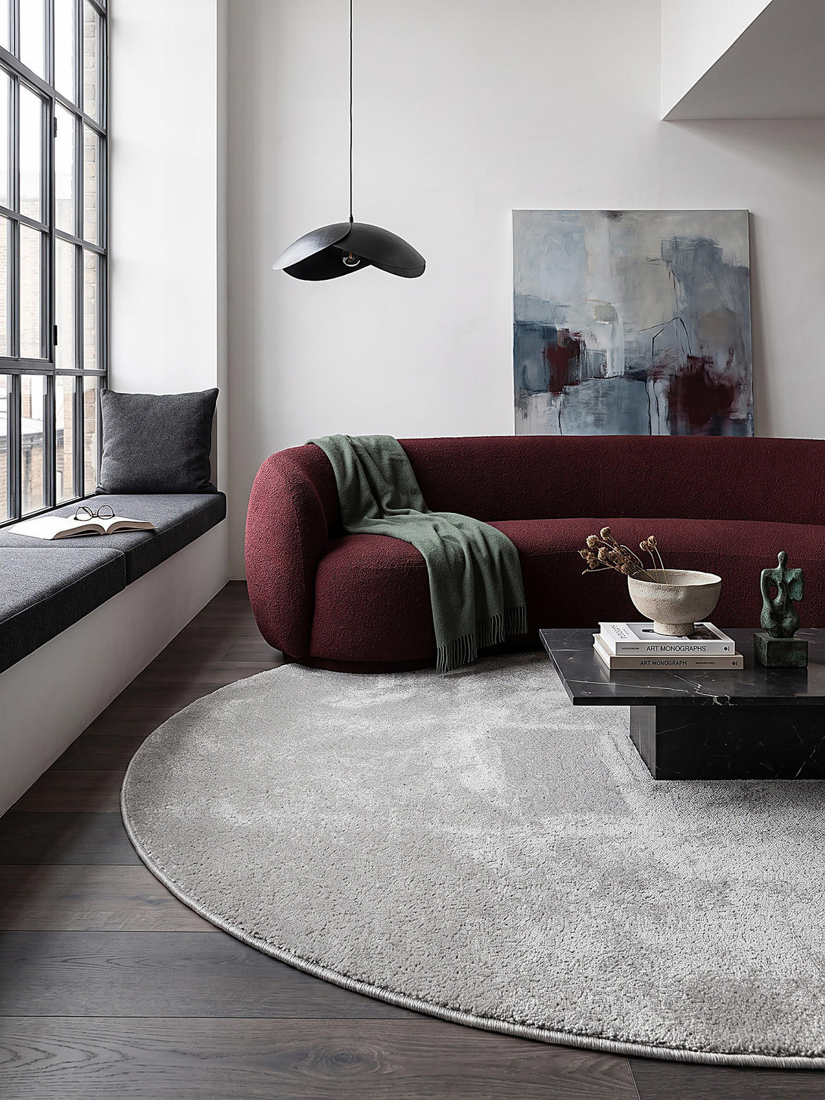 TEPPICH Hochflor BORMIDA Uni Polypropylen Silber Ø 200 cm Rund - Silberfarben, Textil (200/200cm) - KADIMA DESIGN