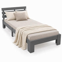 BETT Grau Massivholz Kiefer mit Lattenrost 90x200 cm - Anthrazit, Holz - Relaxdays