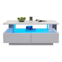 COUCHTISCH 100/50/42 cm weiß mit LED-Beleuchtung App-Steuerung und Stauraum - Weiß, Holzwerkstoff (100/50/42cm) - OKWISH