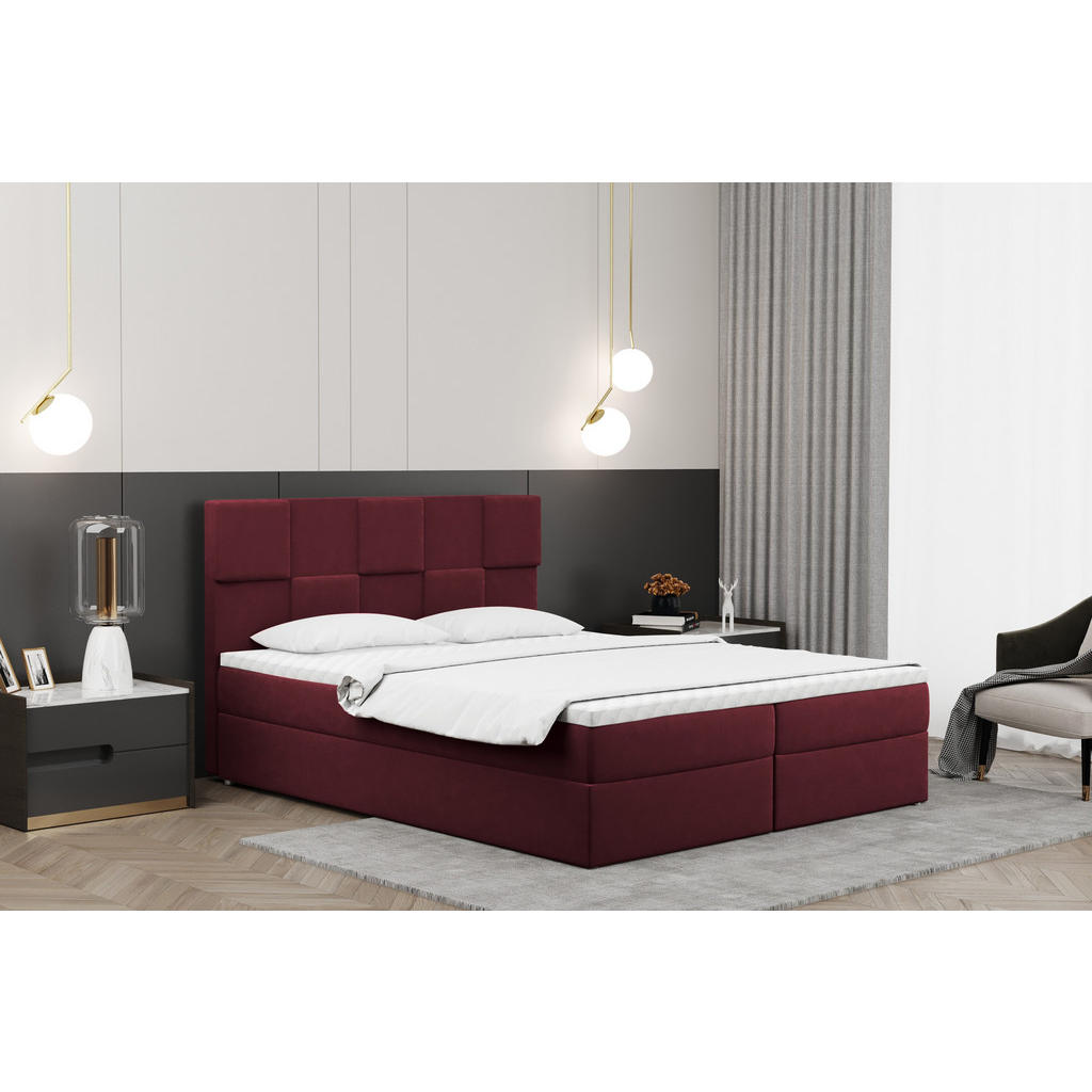 Thumbnail - Kaiser Möbel Boxbett, Rot, Holz, H2, Höhe ca. 20 cm, einzeln stellbar, 200x200 cm, Reach, Schlafzimmer, Betten, Boxsprin...