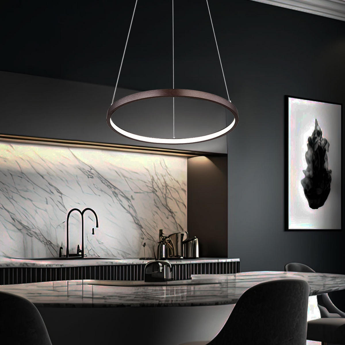 LED HÄNGELEUCHTE Metall Kaffeefarben - Braun, Metall (38.5/38.5/120cm) - Globo Lighting