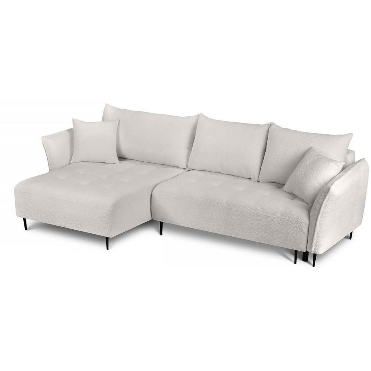 ECKSCHLAFSOFA Bari links beige - Beige/Schwarz, Textil (276/158cm) - Beautysofa