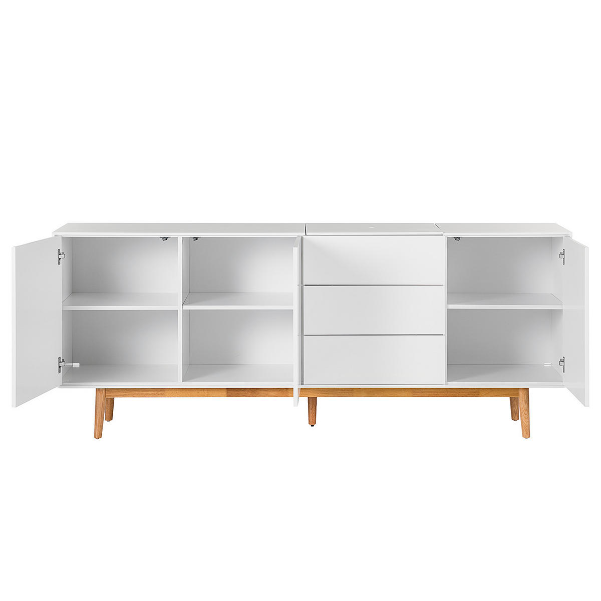 SIDEBOARD - Weiß - Eiche - 200/80/45 cm - Eichefarben/Weiß, Holzwerkstoff (200/80/45cm) - home24