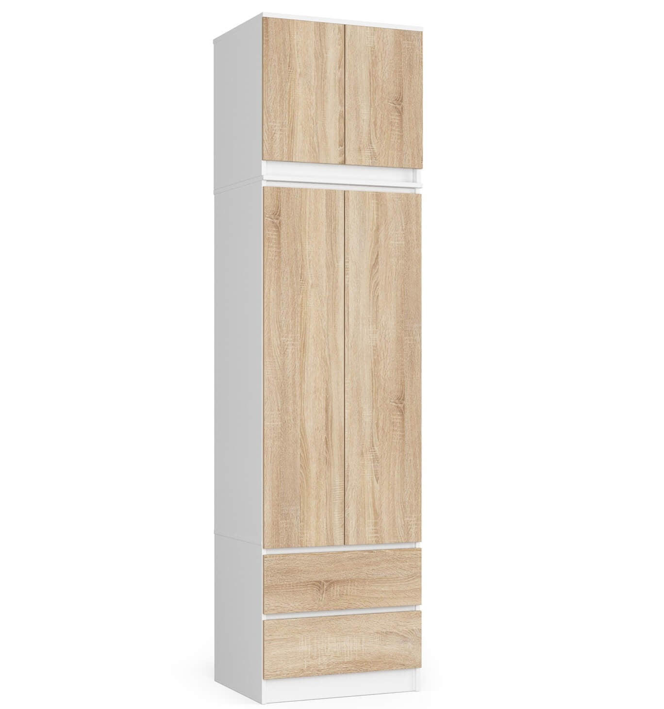 KLEIDERSCHRANK Weiß, Eiche Sonoma 234/60/51 - Weiß/Sonoma Eiche, Holzwerkstoff (60/234/51cm) - RAUMHIRSCH FURNITURE
