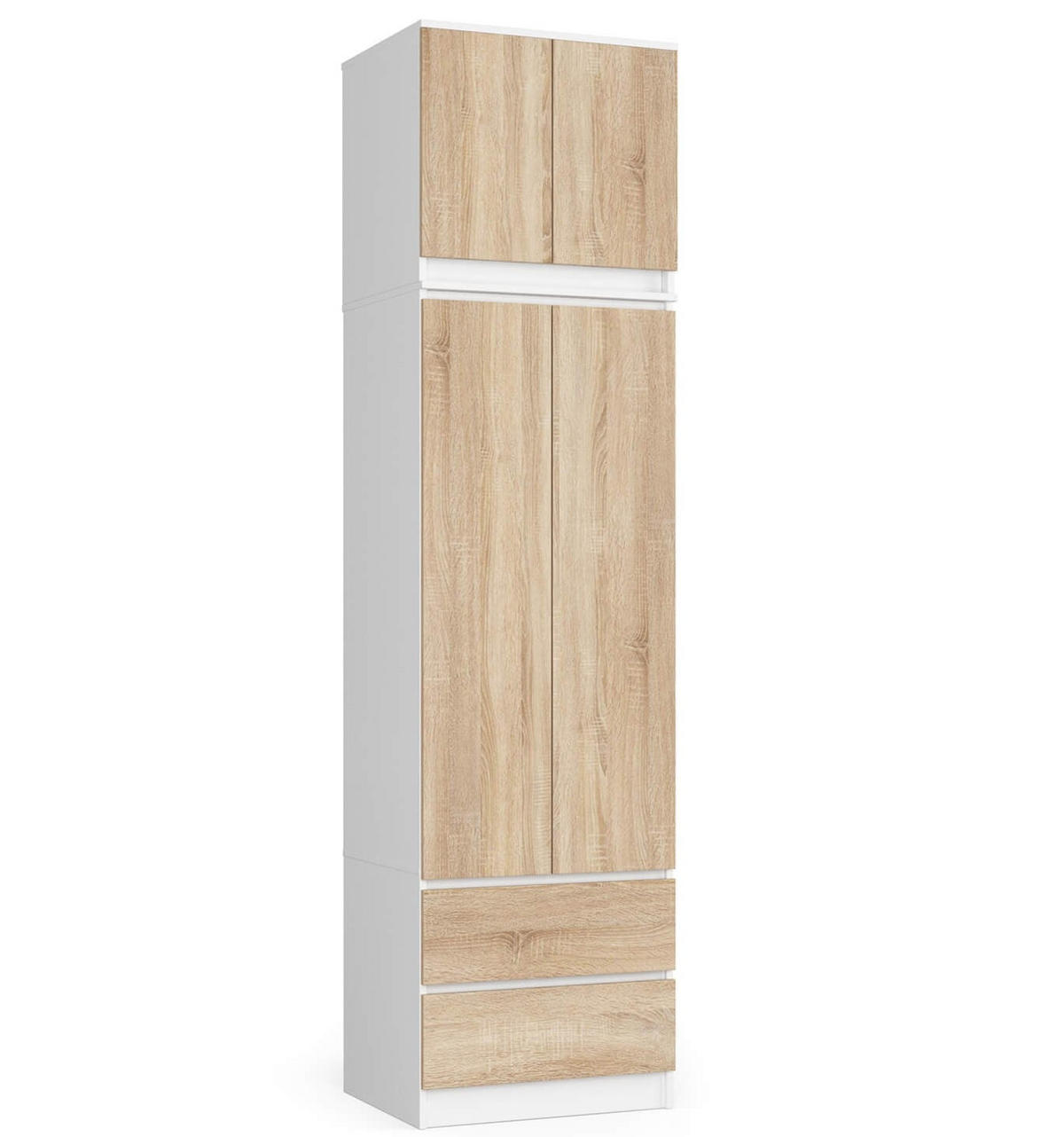 KLEIDERSCHRANK Weiß, Eiche Sonoma 234/60/51 - Weiß/Sonoma Eiche, Holzwerkstoff (60/234/51cm) - RAUMHIRSCH FURNITURE