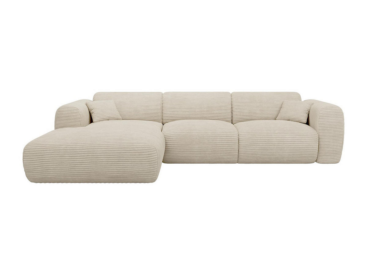 GROSSER Ecksofa - Ecke links - Cord - Beige - POGNI - Beige, Textil (280/165cm) - Vente-Unique