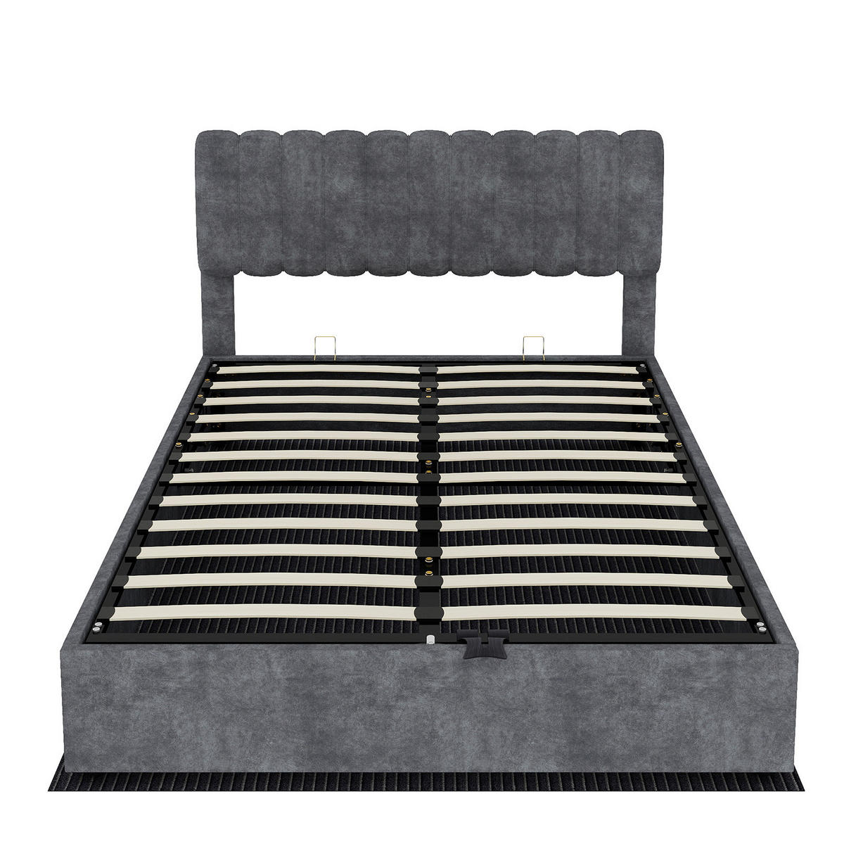 POLSTERBETT 160/200 cm DE-32948 mit Stauraum und Matratze Grau - Grau, Metall (160/200cm) - ComfortXL