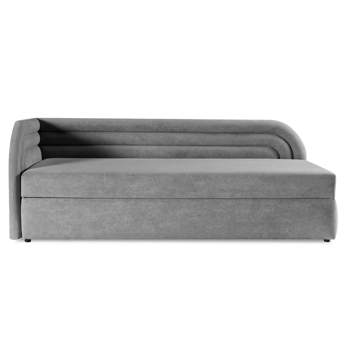 POLSTERBETT Cobi, Eckbett 80x200 cm mit Bettkasten, Hellgrau, Links - Hellgrau, Textil (80/200cm) - Beautysofa