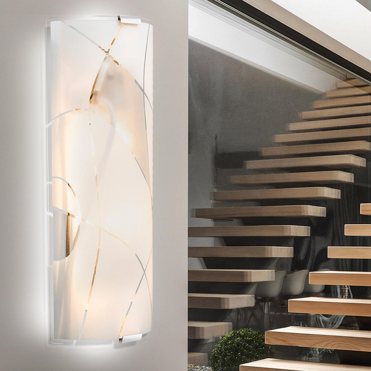 LED WANDLEUCHTE Metall Chrom Weiß - Weiß, Glas (15/6/36cm) - Globo Lighting
