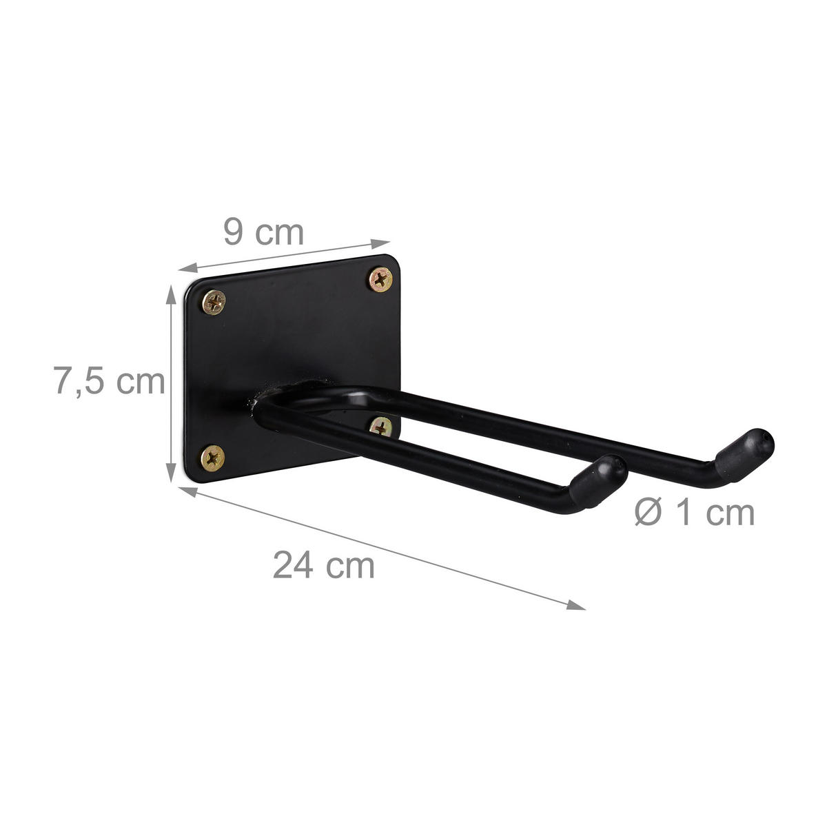 4XWANDHAKEN - Schwarz, Kunststoff/Metall (9/7.5/24cm) - Relaxdays