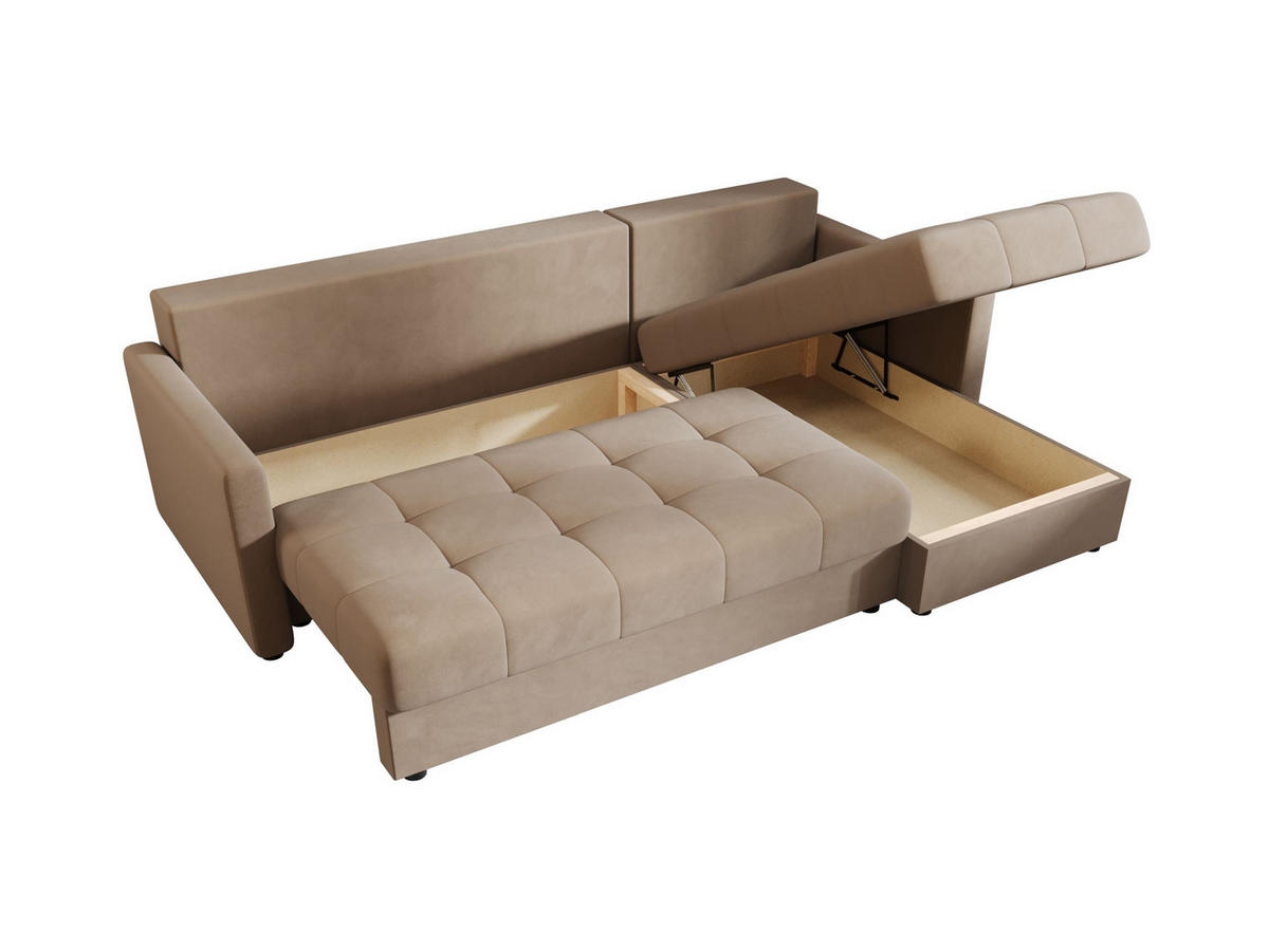 ECKSOFA MOS L BIS Itaka 48 Rechts mit Schlaffunktion - Braun, Textil (220/143cm) - Bedante