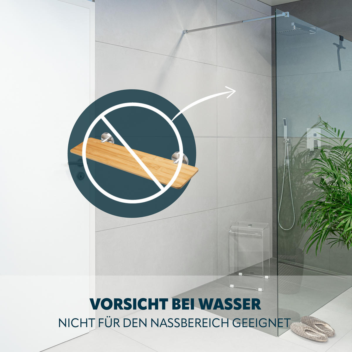 WANDABLAGE PIAZZA, Edelstahl und Bambus - Braun, Holz (35/6/25cm) - bremermann