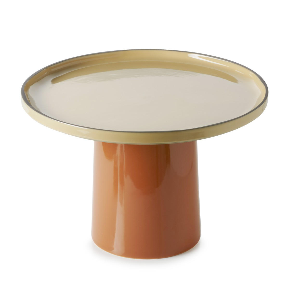 TORTENSTÄNDER CARACTERE L 30 cm MUSKAT/ZIMT - Currygelb/Terracotta, Keramik (30/20/30cm) - Revol Porcelaine France