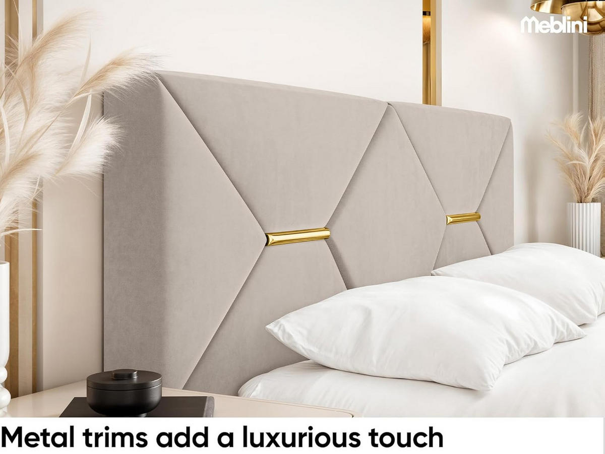 BETT LIZZY - Beige/Goldfarben, Holzwerkstoff (120/200cm) - Meblini