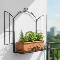 KRÄUTERREGAL FÜR BALKON UND WAND Wetterfest Schwarz 50 cm - Schwarz, Metall (52/62/18cm) - DanDiBo