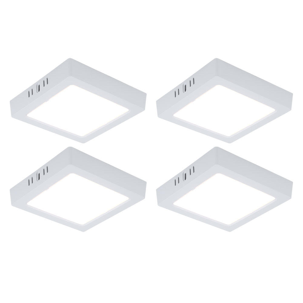 LED DECKENLEUCHTE Aufbau Weiß 4er Set - Weiß, Metall (16.7/16.7/3.1cm)
