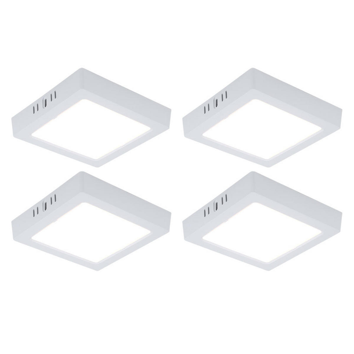 LED DECKENLEUCHTE Aufbau Weiß 4er Set - Weiß, Metall (16.7/16.7/3.1cm)