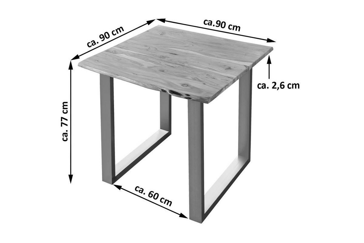 ESSTISCH LUBIN - Beige/Silberfarben, Holz/Metall (80/80/77cm) - SAM