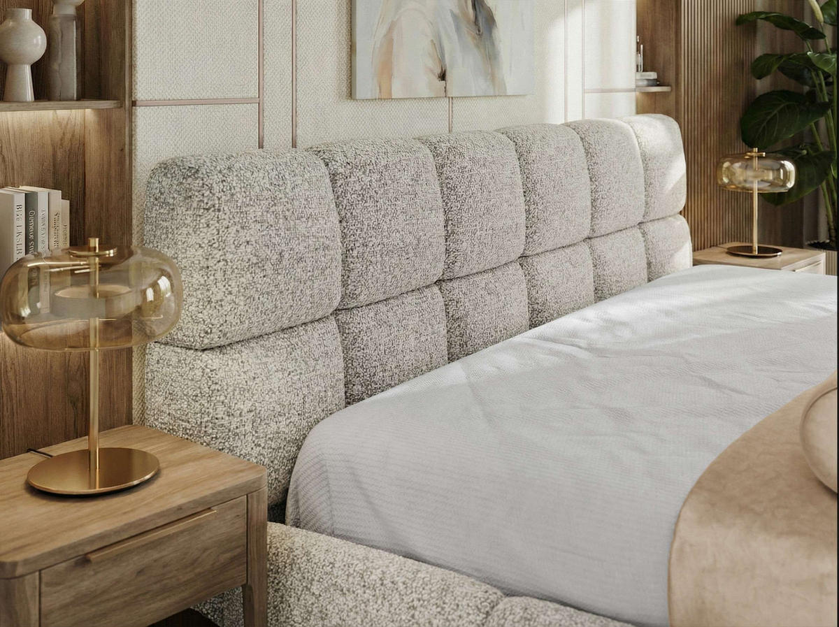 POLSTERBETT NIRA CLASSIC 200/200 - Hellgrau Strukture - Multipocket-Matratze - Hellgrau, Textil (200/200cm) - MKS