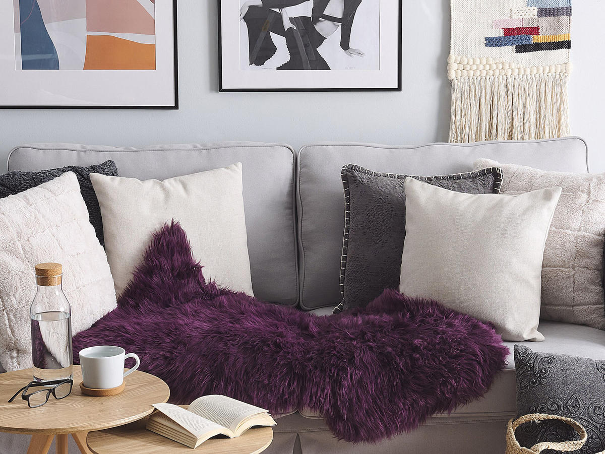 SHAGGY-SCHAFFELL Uluru 100/110/65 cm - Violett, Fell (65/100cm) - Beliani