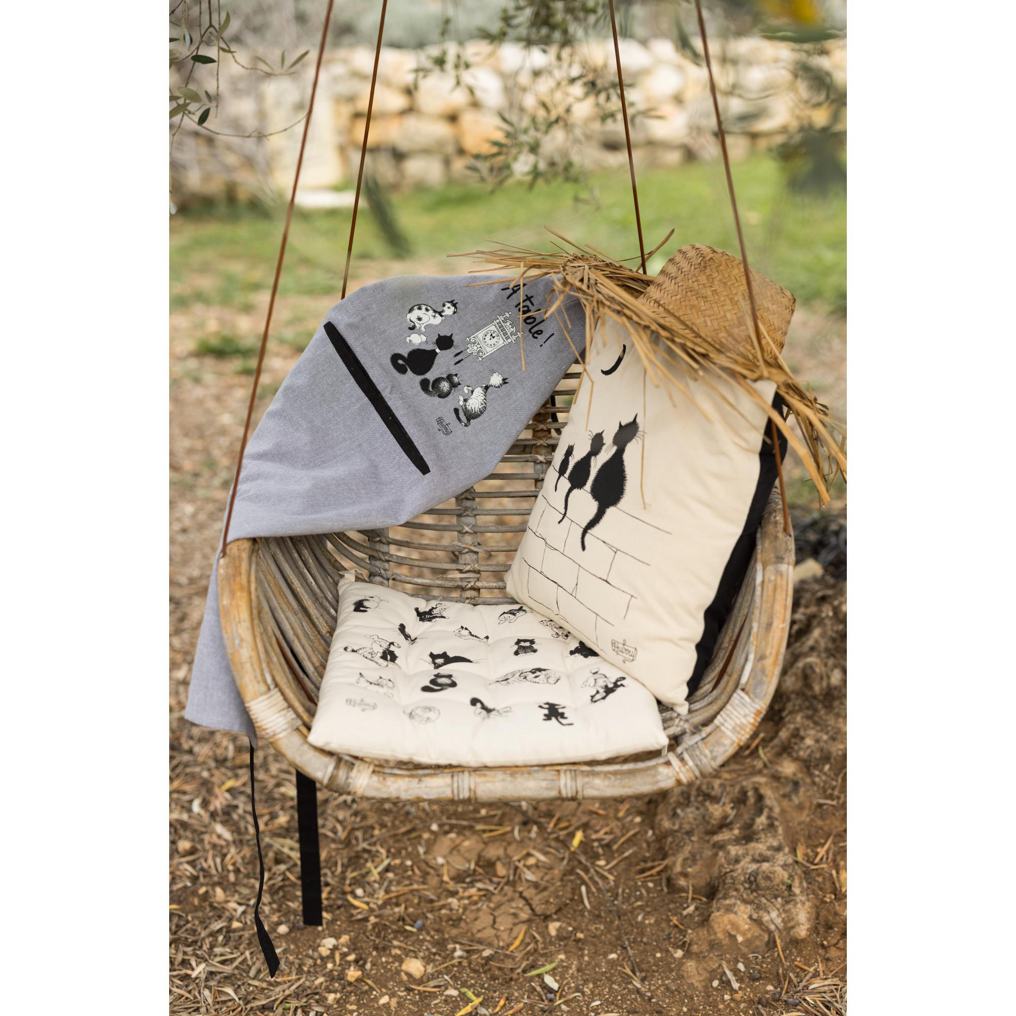 KÜCHENSCHÜRZE Dubout chat horloge grau 72 x 85 cm - Grau, Textil (72/85cm) - Winkler