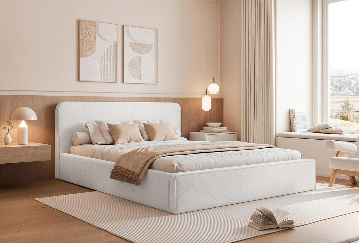 POLSTERBETT Monteli 140x200 cm, Weiß - Weiß, Textil (140/200cm) - Fedve