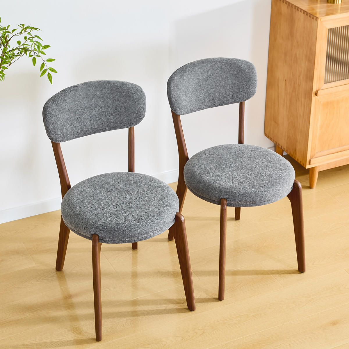 ESSZIMMERSTUHL 2er-Set aus Leinen mit Polsterung - Grau, Textil (48.5/84/55.5cm)