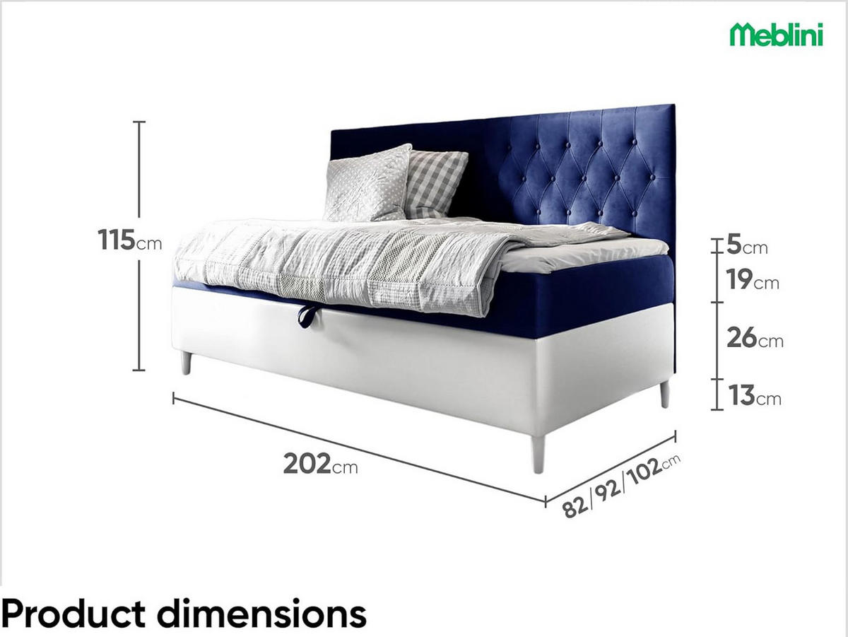 KINDERBETT FLIPPO 2 - Dunkelblau/Weiß, Holzwerkstoff (102/202cm) - Meblini