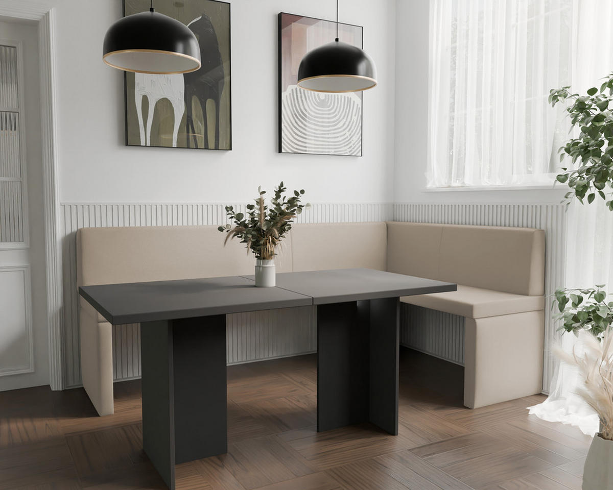 ECKBANK rechts OWEN Kunstleder, 128/168 cm Beige - Beige, Holz/Kunststoff (128/168cm) - Idohome