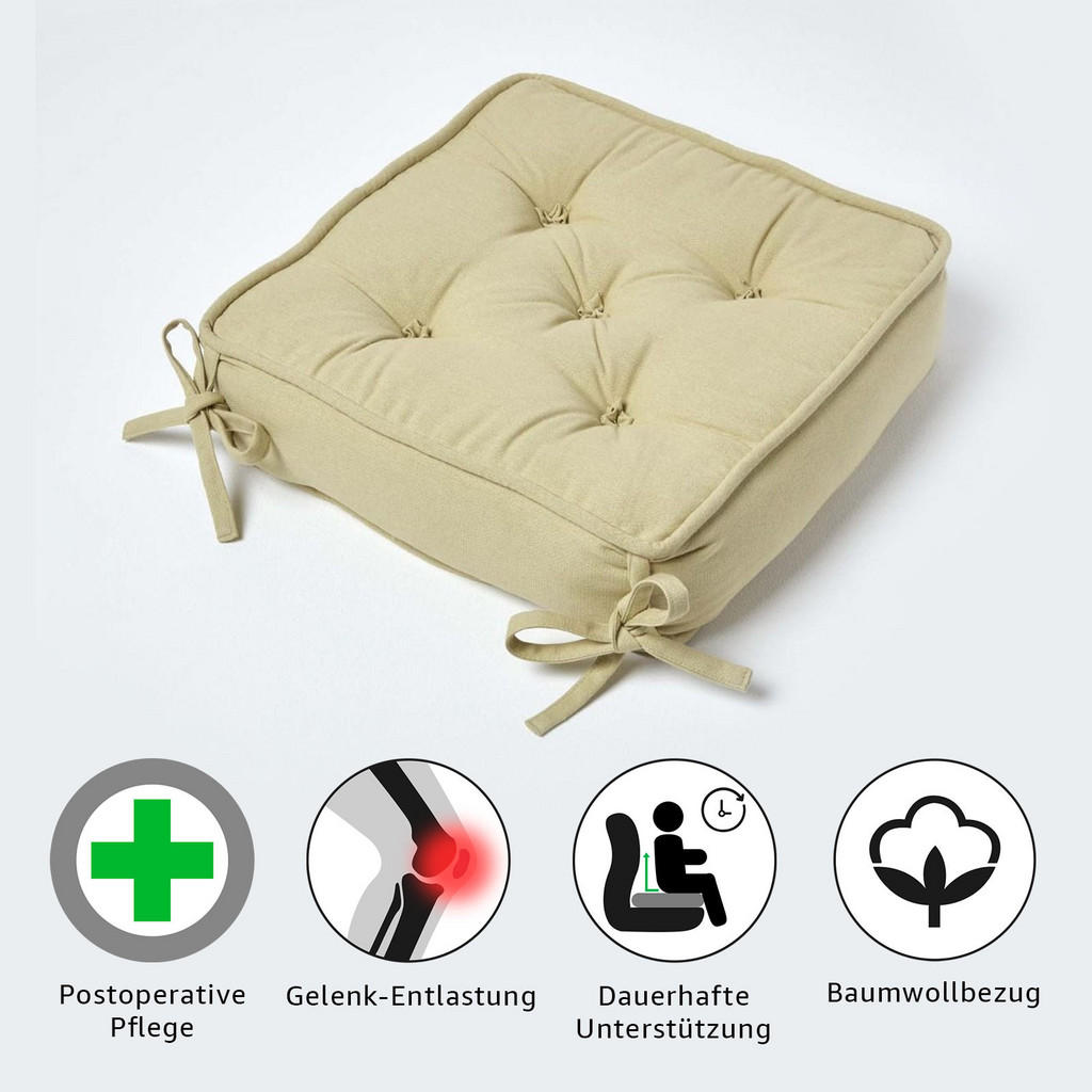 Thumbnail - Homescapes Sitzkissen, Hellgrün, Textil, Füllung: Polyester, Quadratisch, 40x10x40 cm, Oeko-Tex®, Wohntextilien, Kissen,...