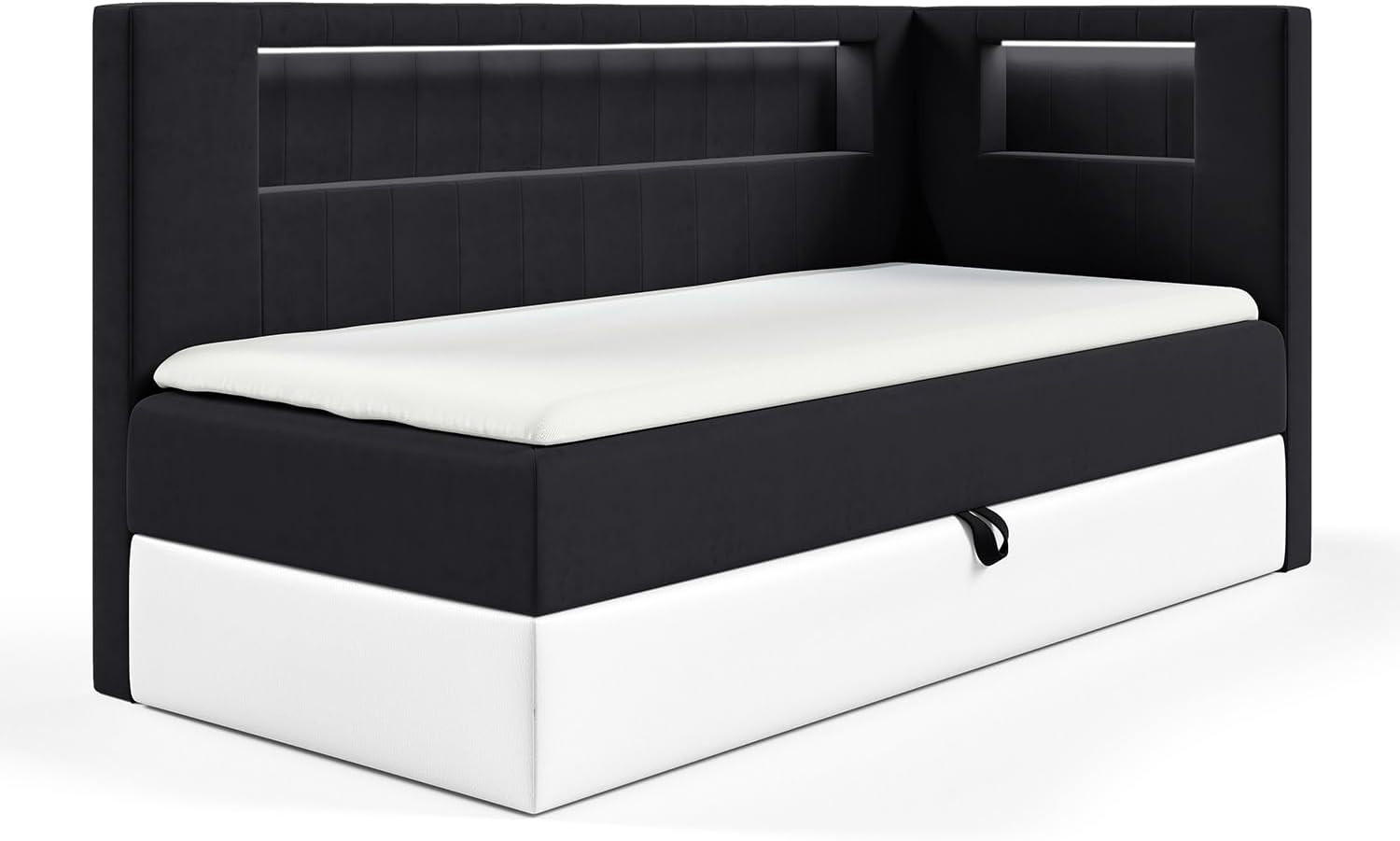 KINDERBETT GARETH 3 - Schwarz/Weiß, Holzwerkstoff (113/212cm) - Meblini