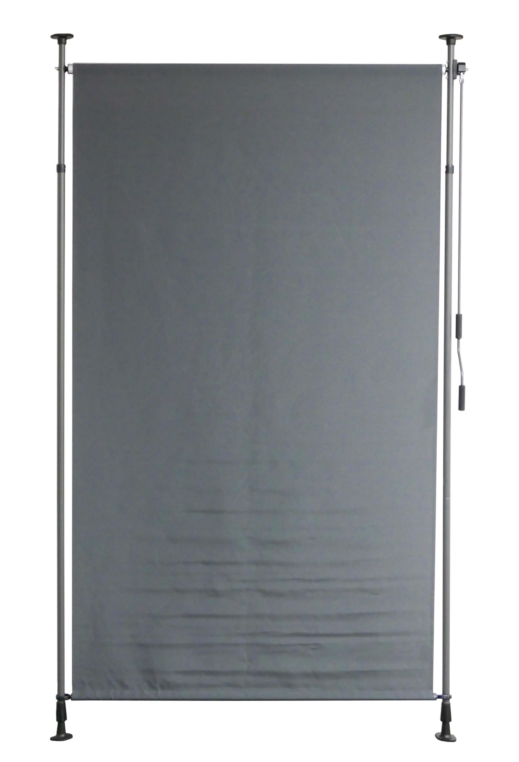 SENKRECHTMARKISE Turi 150x300cm Ohne Bohren Höhenverstellbar Dunkelgrau - Dunkelgrau, Kunststoff (150/312/8cm) - DELUKE