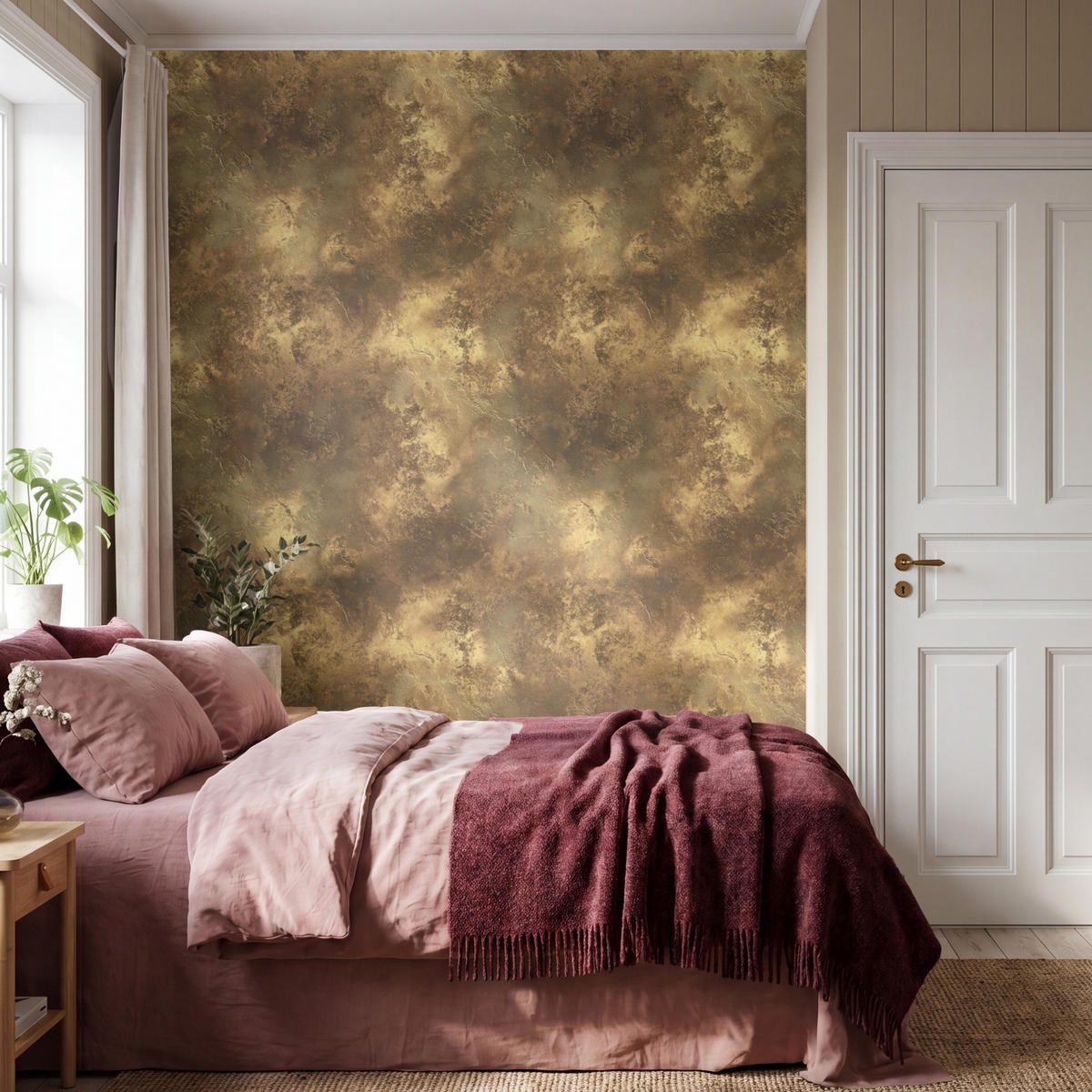 TAPETE - Antik - Metallic-Look - Gold - 200x240 cm - Messingfarben, Papier (200/240cm) - OnlyWow