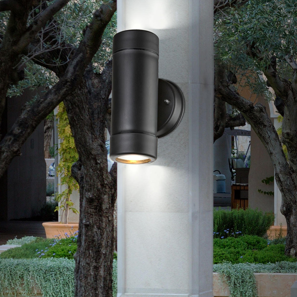 LED AUSSEN-WANDLEUCHTE COTOPA Schwarz 2er Set - Schwarz, Kunststoff (8.6/16/8.6cm)