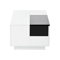 COUCHTISCH 80/50/35,5 cm mit LED-Beleuchtung, ausziehbarer Tischplatte, Schublade und Hochglanz-MDF, Schwarz/Weiß - Weiß, Holzwerkstoff (80/50/35.5cm) - Redom
