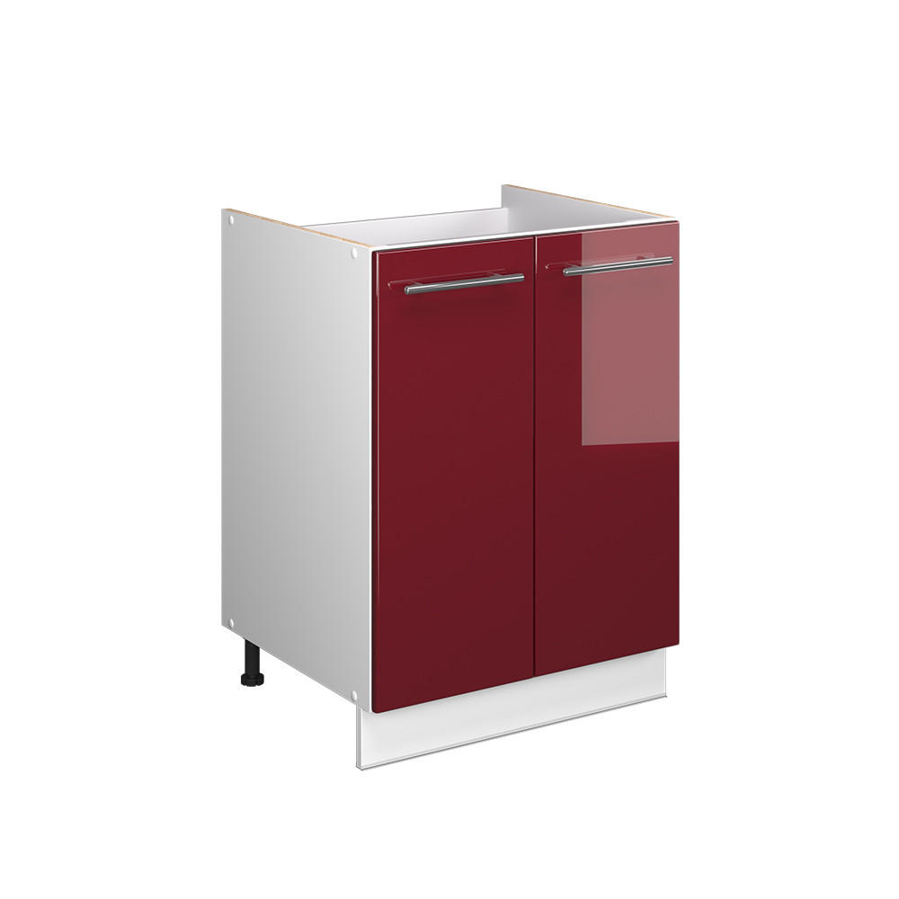 DISKBÄNKSSKÅP Fame-Line, Bordeaux högblank/Vit, 60 cm Bordeaux, Vit 82/60/51.6 cm