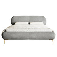 POLSTERBETT Ovalle Grau mit goldenen Metallbeinen 160 cm - Goldfarben/Grau, Textil/Metall (160/200cm) - Selsey