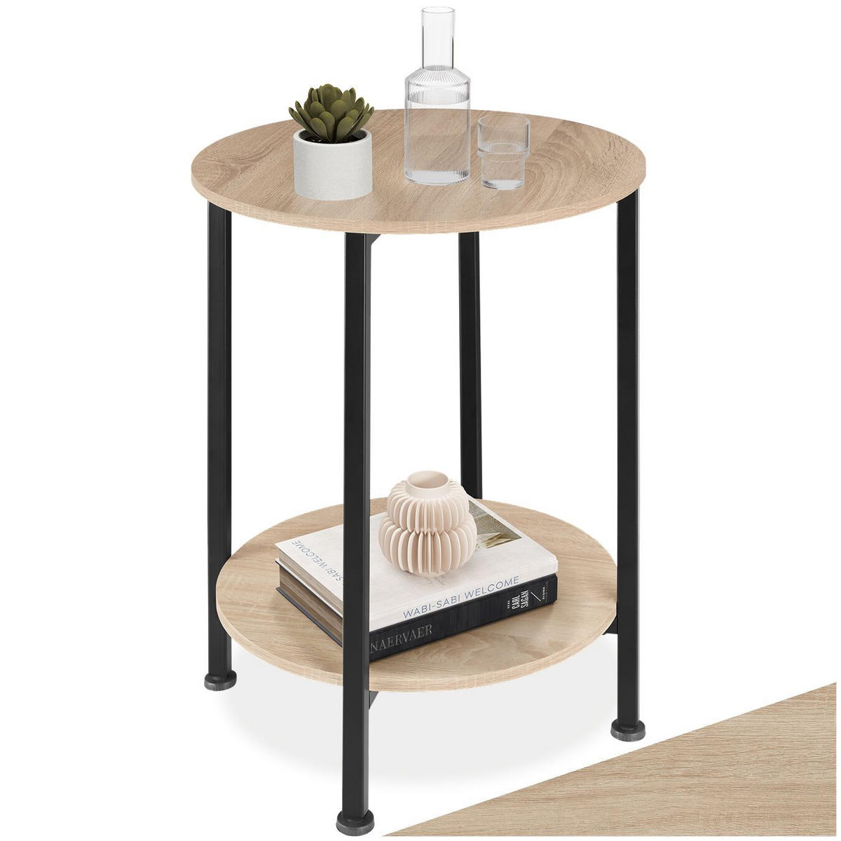 BEISTELLTISCH Ballina,45 x 64 cm,Industrial Holz hell, Eiche Sonoma - Naturfarben, Holz (45/45/64cm) - tectake