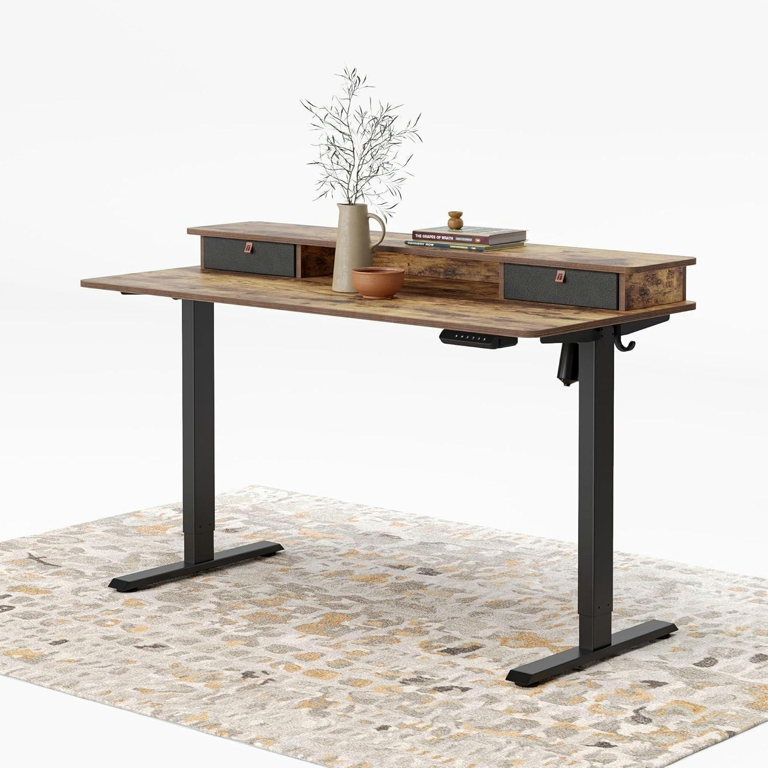 SCHREIBTISCH elektrisch höhenverstellbar 140 x 60 cm Rustikal Braun - Braun, Holzwerkstoff (60/140/72cm)