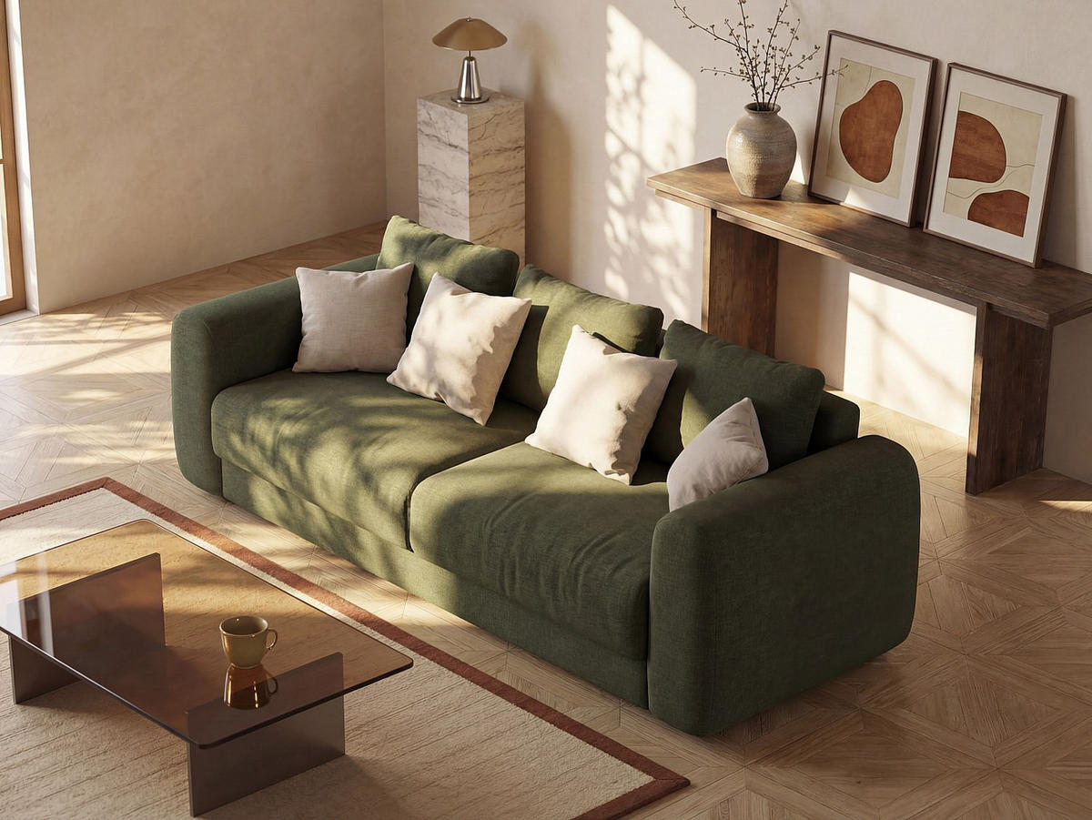 SCHLAFSOFA - 4 Personen - Stoff - Grün - - Grün, Textil (250/90/95cm) - Vente-Unique