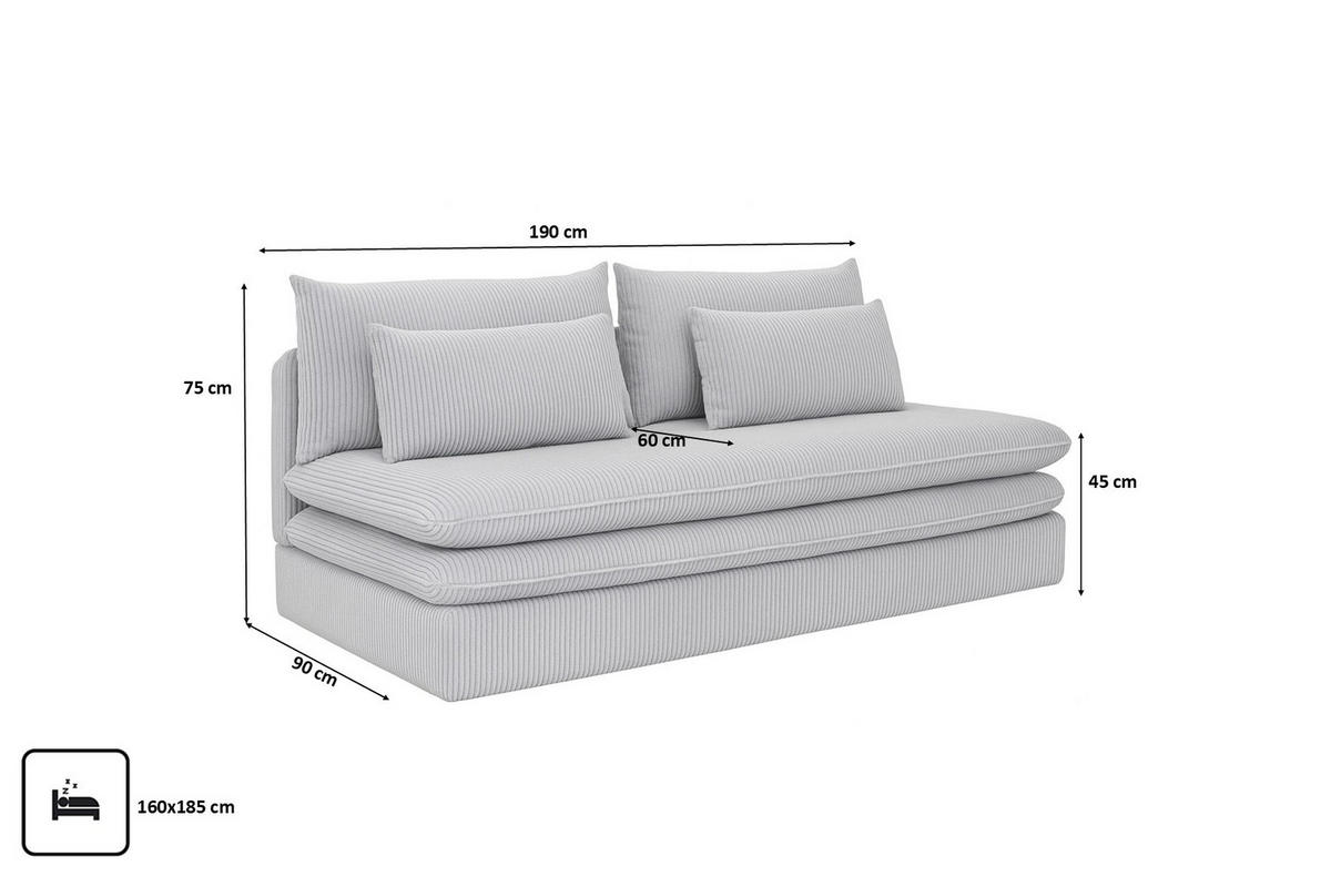 SCHLAFSOFA Mit Bettkasten NELIA, Stoff Poso, Hellgrau - Hellgrau, Holz (190/75/90cm) - Kaiser Möbel