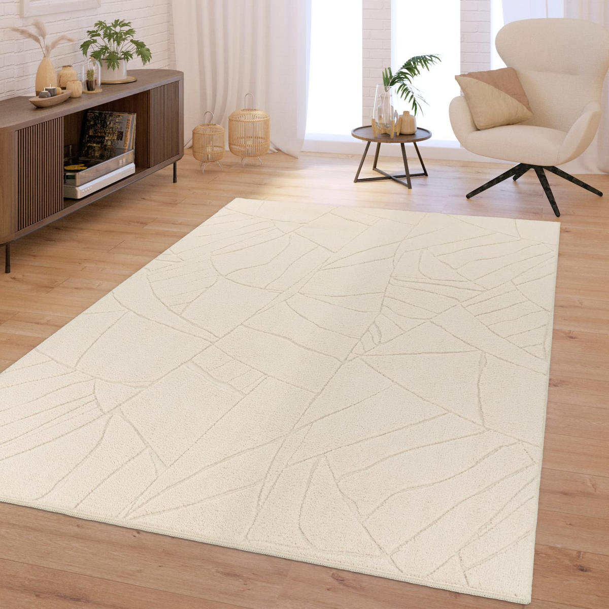 HOCHFLORTEPPICH Creme 120 x 160 cm - Creme, Kunststoff (120/160cm) - TT Home