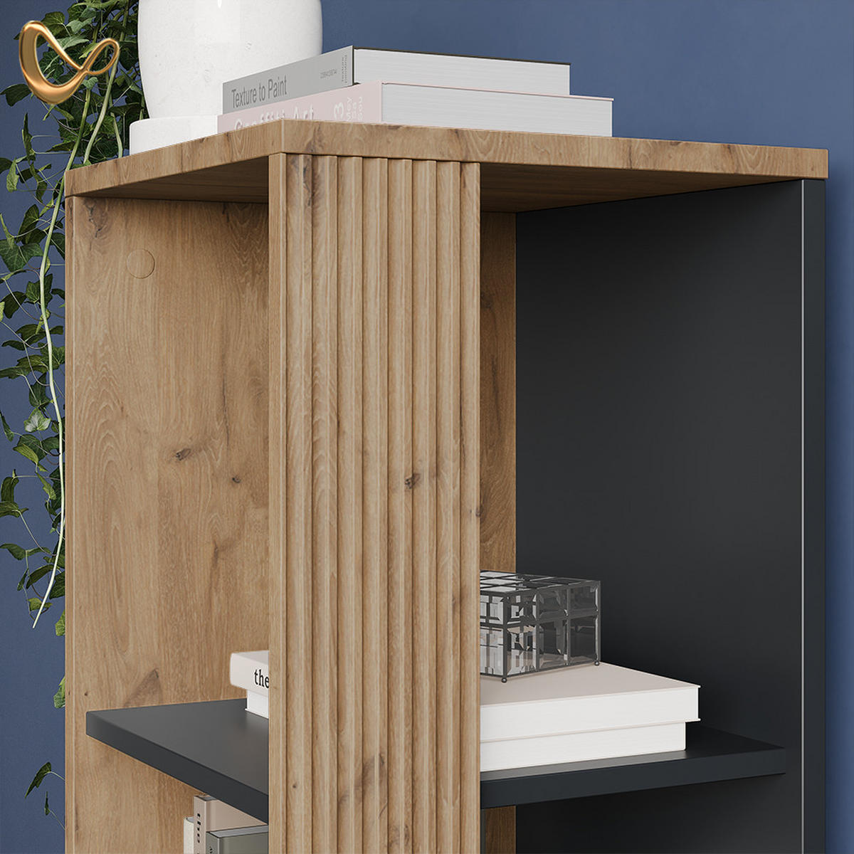 POLICA ZA CD Aterno Vikinški Hrast s 3 pretinca - boje hrasta, drvni materijal (36/120/36cm) - Livinity®