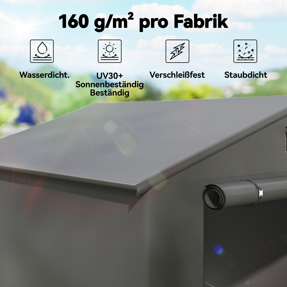 ZELTGARAGE 2,5x1,8 m Wasserdicht Garagenzelt mit aufrollbarer Reißverschlusstür - Dunkelgrau, Metall (180/202/247cm) - Outsunny