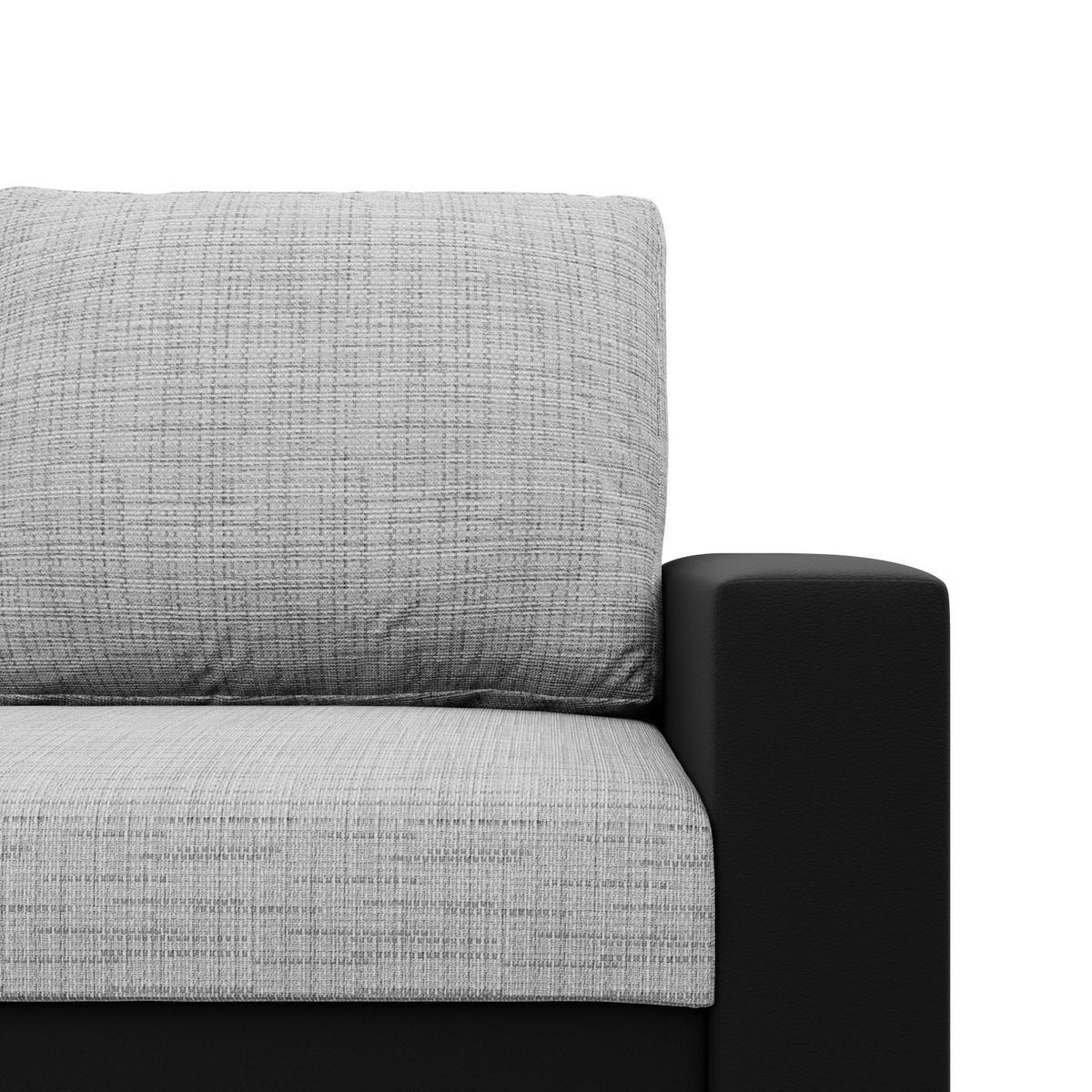 SOFA 2-SITZER MIT SCHLAFFUNKTION LUNA, Grau + Schwarz - Schwarz/Grau, Textil (148/90/87cm)