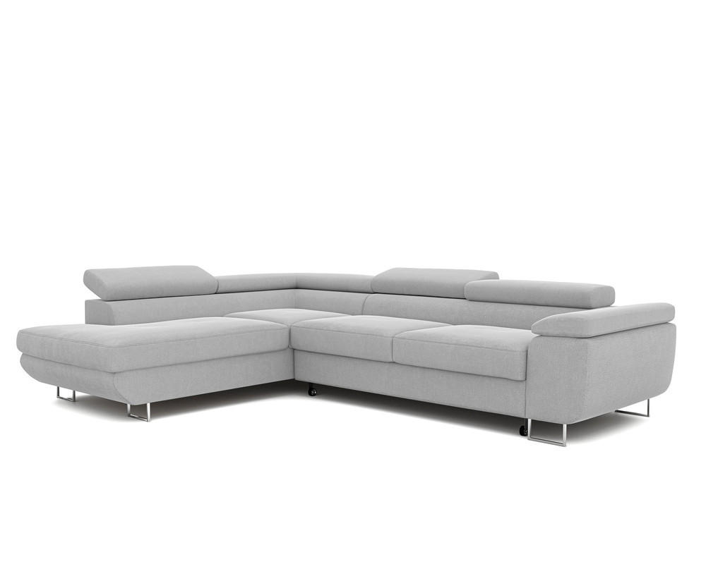 ECKSOFA ANTON mit Schlaffunktion und Bettkasten Hellgrau - Hellgrau, Holzwerkstoff/Kunststoff (274/203cm) - Idohome